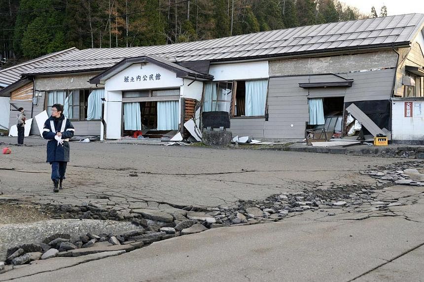 Damage caused by an earthquake in Hakuba town, Nagano prefecture, on Nov 23, 2014. -- PHOTO: REUTERS