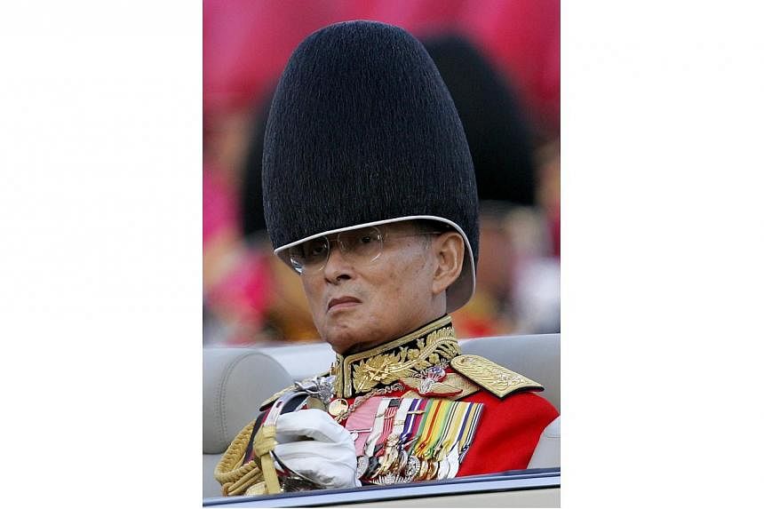 King Bhumibol, 86, (in this file picture taken in 2007) attended an official ceremony at Bangkok's Siriraj Hospital where he is being treated following an operation to remove his gallbladder. -- PHOTO: AFP&nbsp;