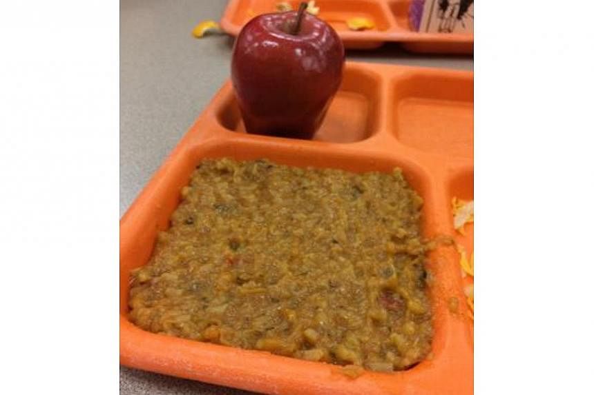 Richland Center High School student Hunter Whitney in Wisconsin felt the inclusion of an apple with his tray full of mystery mush (see above) didn't make it any more appealing.&nbsp;-- PHOTO: HUNTER WHITNEY / INSTAGRAM