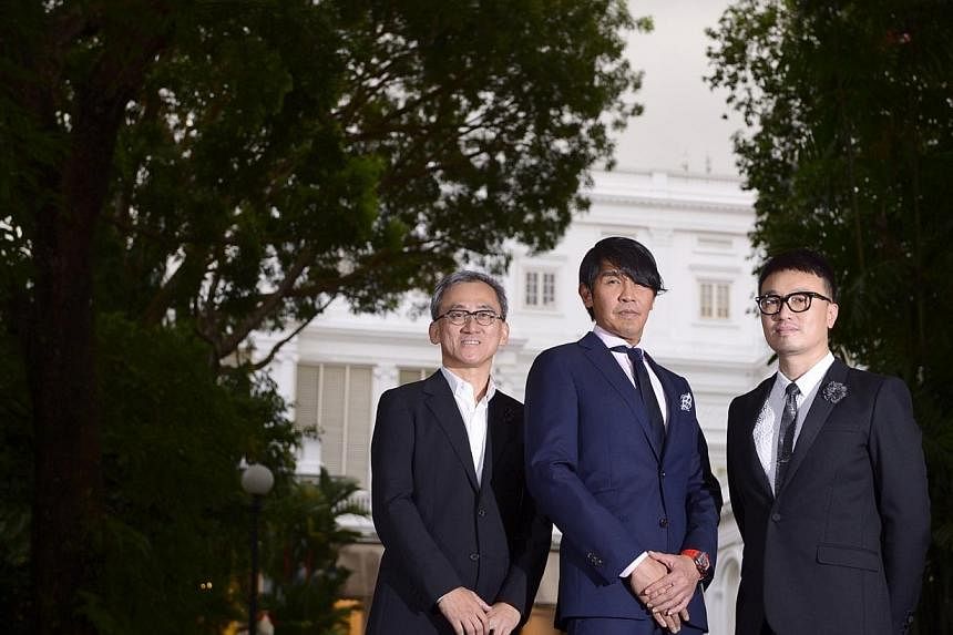 Winners of Designer of the Year at the President's Design Award 2014, (from left) Mr Tan Kok Hiang, principal director of Forum Architects, Mr Peter Tay, design director at Studio Peter Tay, and Mr Larry Peh, founder and creative director of &amp;lar