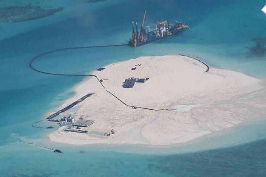 A photograph dated 25 Feb 2014 of the Johnson South Reef, which is claimed by the Philippines and Vietnam.&nbsp;Vietnam on Tuesday showed off its two most powerful warships in the first-ever port call to the Philippines but an official said it was no