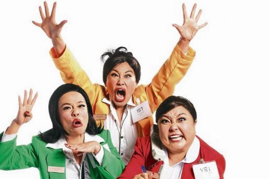 The cast of Dim Sum Dollies, (from left) Pam Oei, Denise Tan and Selena Tan. The trio is taking to the stage next month with the show The History Of Singapore Part 2. -- PHOTO: DREAM ACADEMY