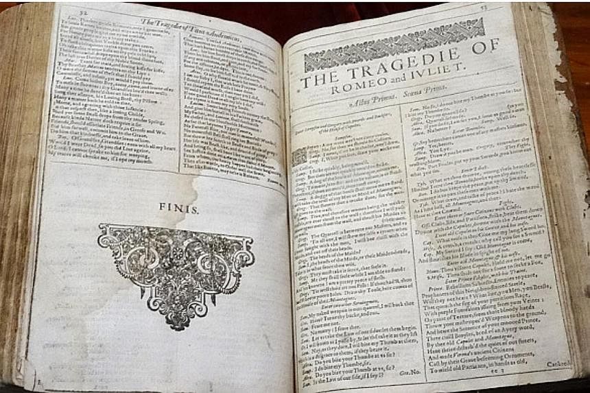 A copy of William Shakespeare's First Folio, the first-ever compilation of the Bard's plays published in 1623, has been discovered in the library of a small town in northern France, a librarian said Tuesday. -- PHOTO: CASO