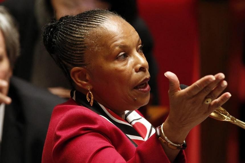 French Justice minister Christiane Taubira speaks during the questions to the government session at the National Assembly in Paris on Nov 18, 2014.&nbsp;France's black Justice Minister Christiane Taubira on Tuesday waded into the conflict over racial