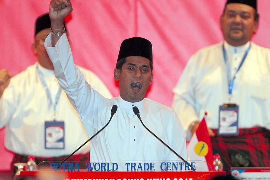 Umno Youth Chief Khairy Jamaluddin pictured at the UMNO Meeting on Nov 26, 2014. -- PHOTO: SIN CHEW DAILY PUBLICATION