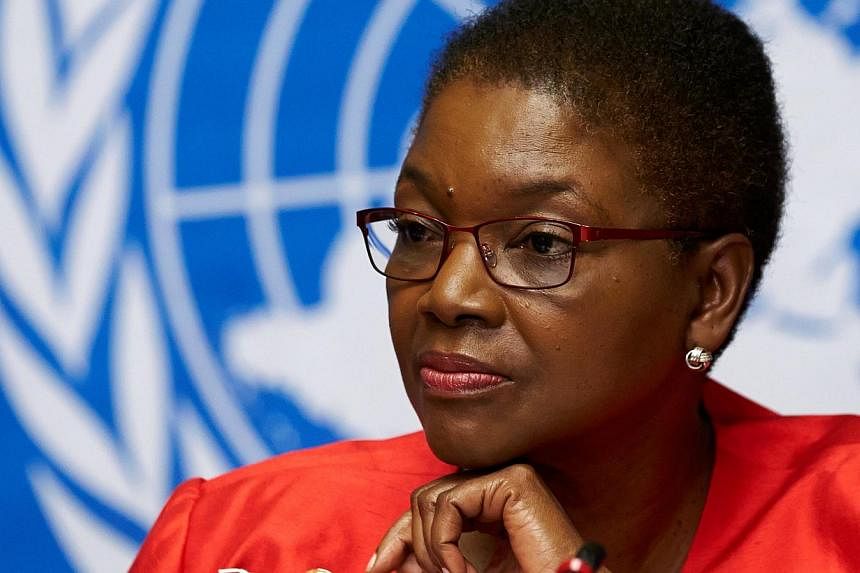 UN humanitarian chief Valerie Amos pauses during a news conference on Ebola at the United Nations in Geneva in this file photo from Sept 16, 2014. Amos plans to step down at the end of March after more than four years in the position, UN Secretary-Ge