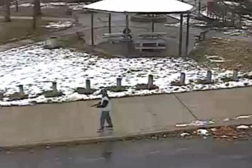 A screengrab from a surveillance video released by the Cleveland Police Department on Nov 26, 2014 shows Tamir Rice, the 12-year-old boy who was shot by a Cleveland police officer on Nov 22, 2014 at a recreation centre. -- PHOTO: AFP