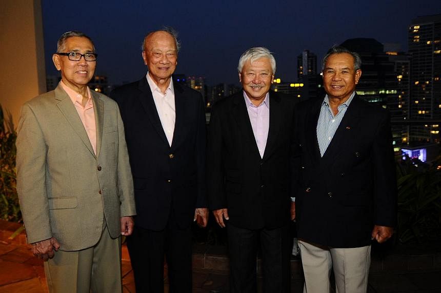 Pinnacle Club members (from left) former Indonesian vice-president Try Sutrisno, Malaysian General (Ret) Hashim Mohd Ali, Lieutenant-General (Ret) Winston Choo and Bruneian General (Ret) Pehin Mohammad Hj Daud at the Four Seasons Hotel on Feb 11, 201