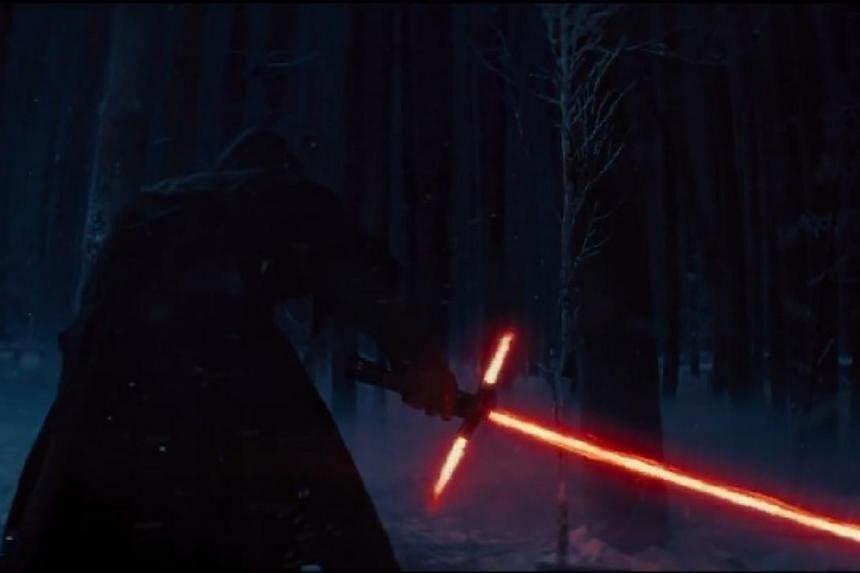 A screenshot from a new trailer for the movie&nbsp;Star Wars: The Force Awakens.&nbsp;Star Wars fans got their first glimpse on Friday of the space saga's eagerly awaited next installment, but will have to wait a year before the full film is released