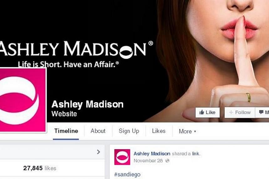 A screengrab from the Ashley Madison Facebook page. -- PHOTO: FACEBOOK/ASHLEY MADISON