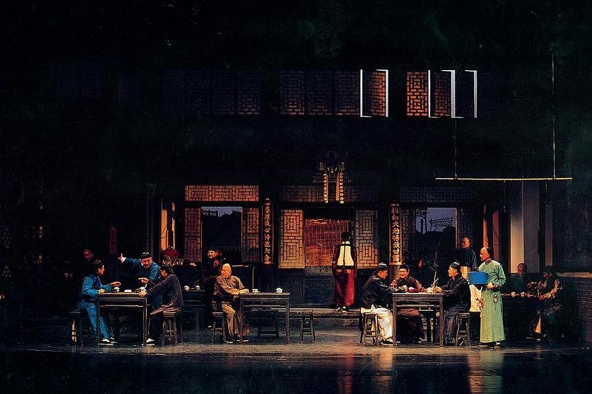 A scene from Teahouse by the Beijing People's Art Theatre.&nbsp;Audiences will get another whiff of the clatter and bustle of the Yu Tai Teahouse of imperial Beijing come next March. -- PHOTO: ESPLANADE - THEATRES ON THE BAY