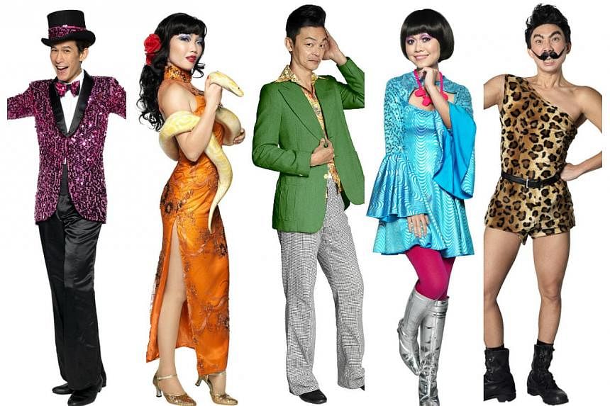 (From left to right) Actors&nbsp;Shane Mardjuki,&nbsp;Seong Hui Xuan, Mark Lee,&nbsp;Joanna Dong and&nbsp;Hossan Leong in Great World Cabaret, a collaboration between Resorts World Sentosa and Dream Academy.&nbsp;&nbsp;-- PHOTO: DREAM ACADEMY