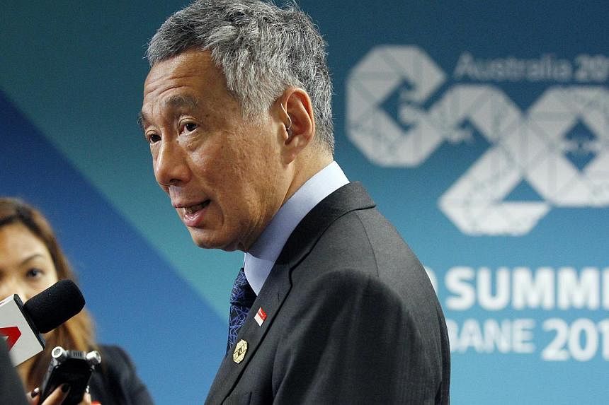 Prime Minister Lee Hsien Loong speaks to members of the Singapore media during a wrap-on session at the G20 leaders Summit in Brisbane on Nov 16, 2014. The Republic&nbsp;has been invited by Turkey to attend the annual meeting of the world's top econo