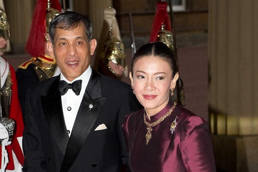 Crown Prince Vajiralongkom of Thailand and wife Princess Srirasmi attend a dinner for foreign Sovereigns hosted by The Prince of Wales and The Duchess of Cornwall to commemorate The Queen's Diamond Jubilee at Buckingham Palace on May 18 2012.&nbsp;Tw