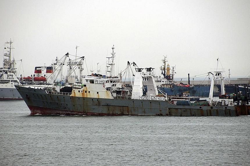 Fishing vessel Oryong 501 operated by Sajo Industries, which sank in the Bering Sea on Monday, is seen in this undated picture provided by Sajo Industries and released by Yonhap on Dec 1, 2014.&nbsp;Rescuers have recovered four empty lifeboats from t