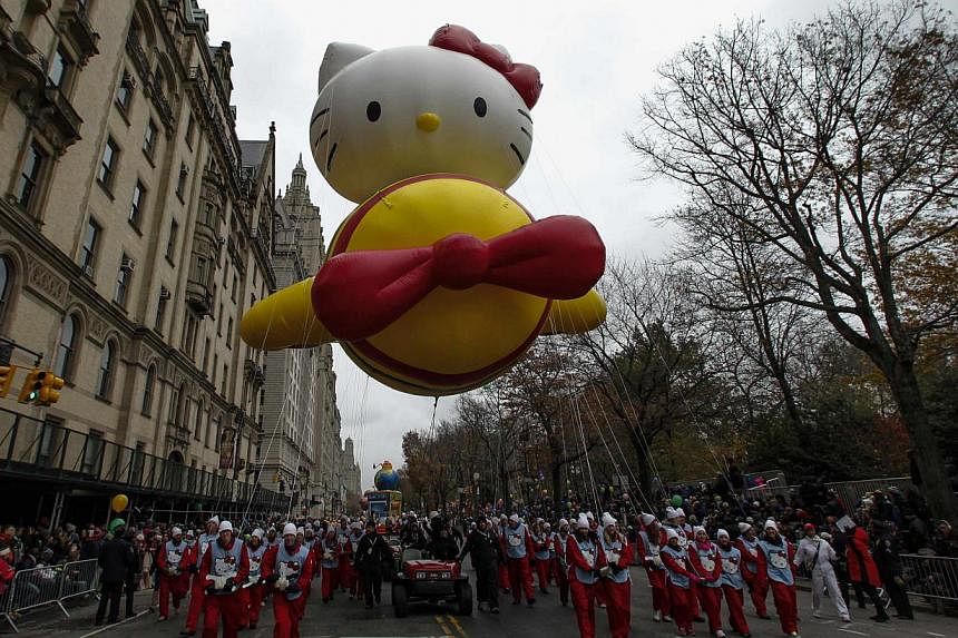 The Hello Kitty balloon floats down Central Park West during the 88th Macy's Thanksgiving Day Parade in New York last week. An American consumer group said on Monday that it found&nbsp;Hello Kitty jewellery to have high levels of phthalates, which ca