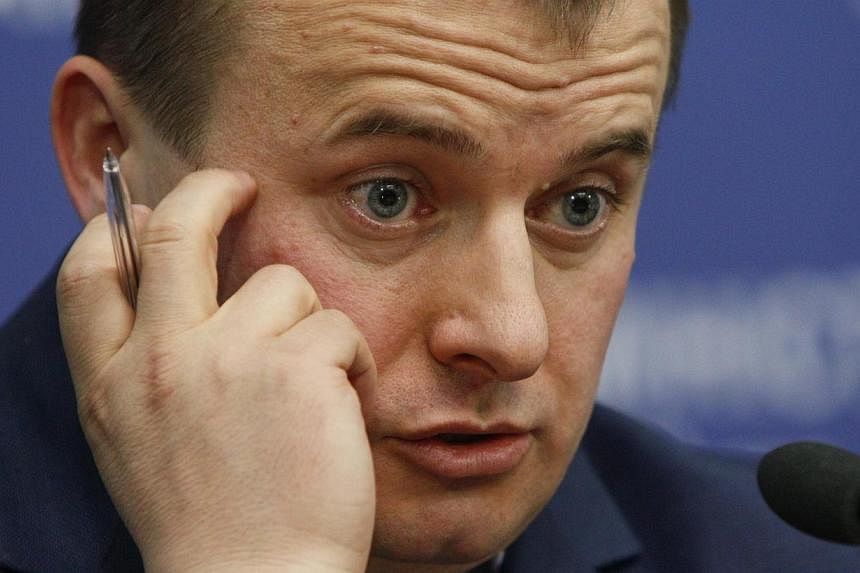 Ukraine's Energy Minister Volodymyr Demchyshyn speaks to the media during a news conference in Kiev, on Dec 3, 2014.&nbsp;Ukraine said Wednesday there was "no threat" from an electrical fault at a nuclear power plant last week and that it would would