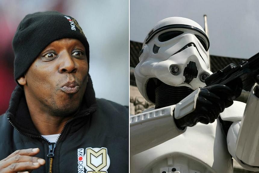 Former Arsenal striker Ian Wright (left) claimed he was rejected for the role of a stormtrooper in the upcoming Star Wars: The Force Awakens. -- PHOTOS: ACTION IMAGES/WIKIMEDIA COMMONS &nbsp;