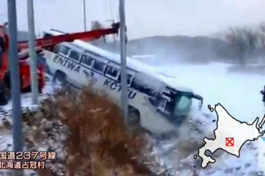 The 16 Singaporeans travelling in the bus which veered off the road were taken to hospital to be treated for minor injuries. They have since been discharged, and were resting in Sapporo last night.
