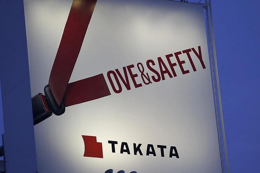A billboard advertisement of Takata Corp is pictured in Tokyo. -- PHOTO: REUTERS