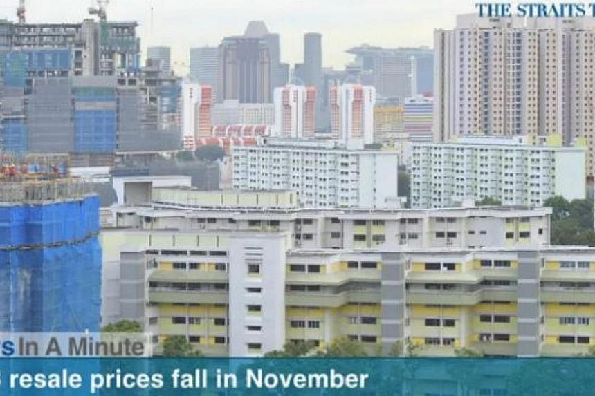 In today's News In A Minute, we look at how overall Housing Board resale flats fell by 0.8 per cent to a 40-month low. -- PHOTO: SCREENGRAB FROM RAZORTV