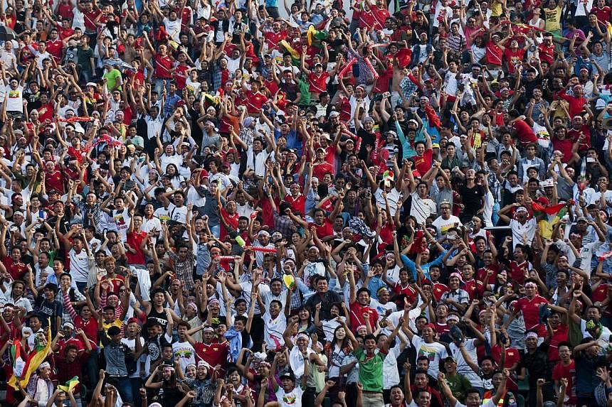 Myanmar will have to play its next match behind closed doors as punishment for a pitch invasion during an October game,&nbsp;the Asian Football Confederation (AFC) said on Saturday. -- PHOTO: AFP