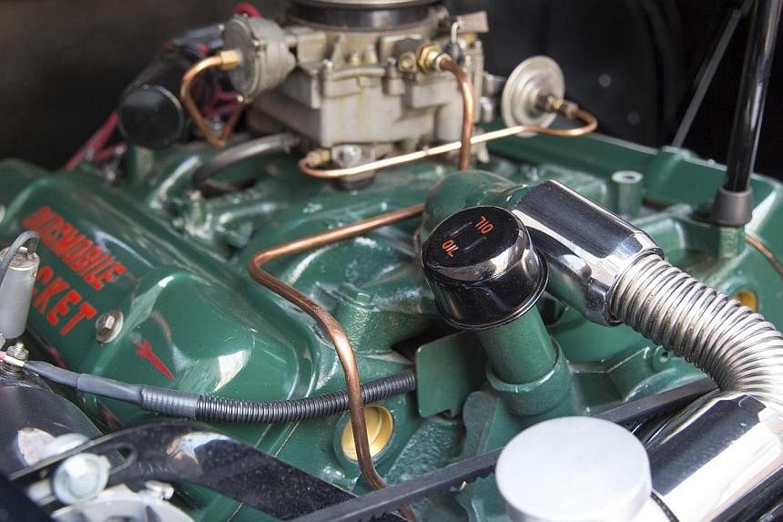 The engine of the 1963 Batmobile is shown in this photo released by Heritage Auctions, HA.com&nbsp;on Dec 5, 2014. -- PHOTO: REUTERS