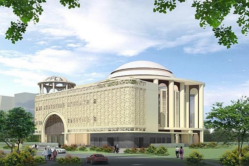 Artist impression of the new $18 million Maarof Mosque, located along Jalan Bahar. Muslim worshippers living and working in Jurong can look forward to a new mosque, which is on track for completion by the end of 2016. -- PHOTO: ISLAMIC RELIGIOUS COUN