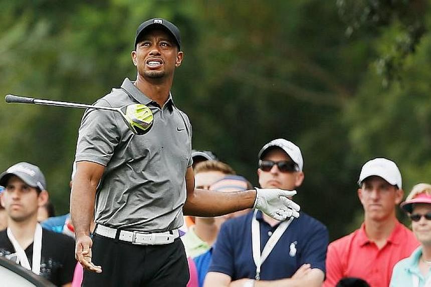 Tiger Woods watches his errant tee shot on the seventh hole during the second round of the Hero World Challenge at the Isleworth Golf &amp; Country Club on Dec 5, 2014 in Windermere, Florida. -- PHOTO: AFP&nbsp;