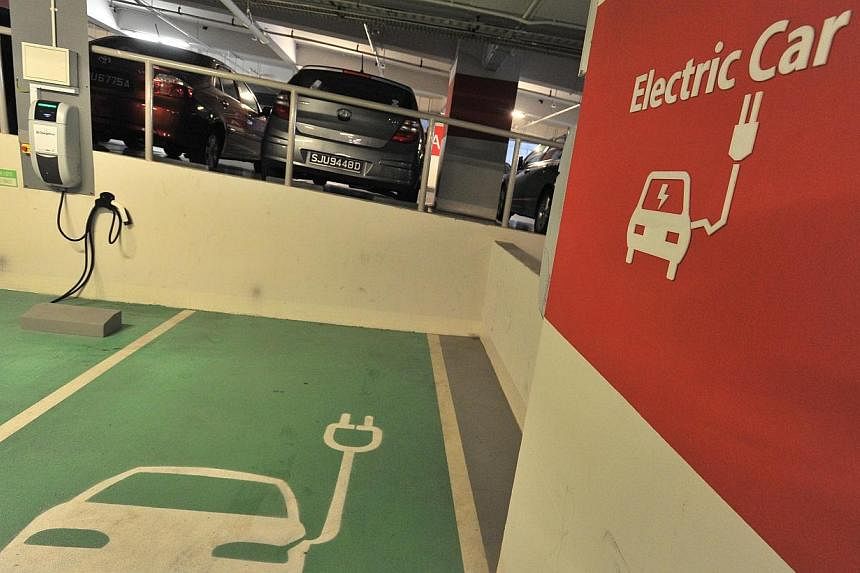 Singapore plans to embark on a 10-year electric car-sharing trial involving up to 1,000 electric vehicles, and charging infrastructure to support their use. -- PHOTO: ST FILE