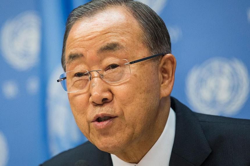 UN chief Ban Ki-moon (above, in a file photo) told world climate negotiations in Lima on Tuesday that there is “still a chance” of limiting global warming to safer levels, but time is running out. -- PHOTO: AFP