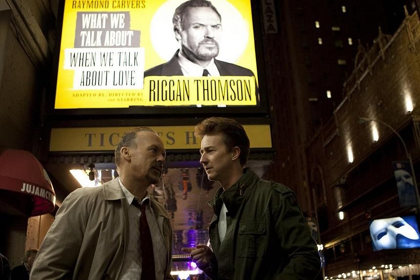 Birdman, starring Michael Keaton (left) and Edward Norton (right). -- PHOTO:&nbsp;TWENTIETH CENTURY FOX