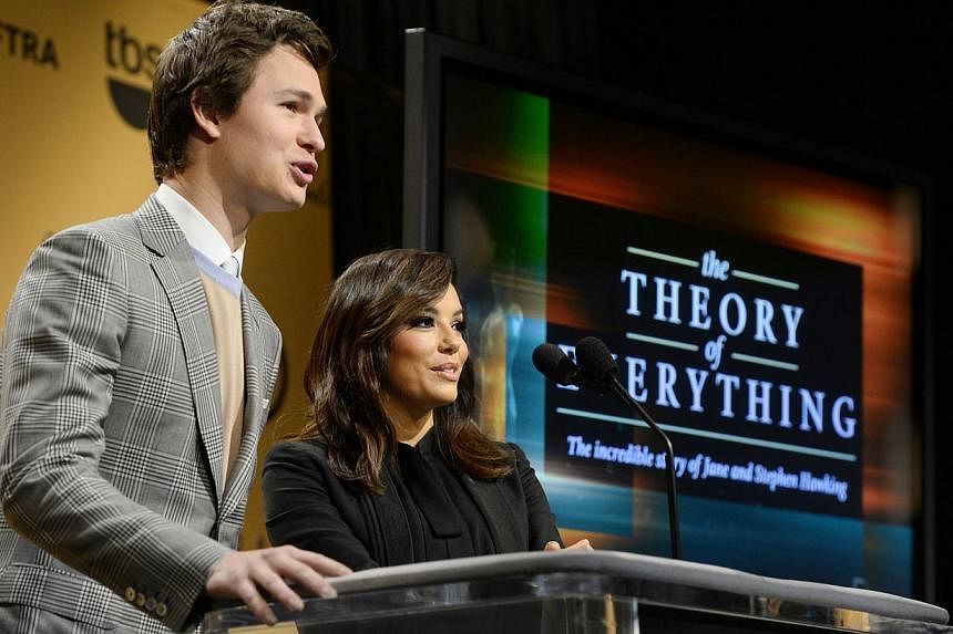 Actors Ansel Elgort and Eva Longoria announce the nominees for the 2015 Screen Actors Guild Awards, Dec 10 2014. Dark comedy Birdman scored the most nomination, with nods in four categories including best movie cast.&nbsp;-- PHOTO: AFP&nbsp;