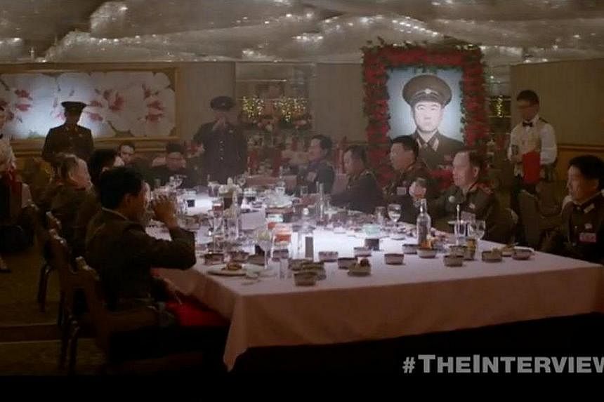 A still from The Interview. Sony will limit media access to the premiere of the North Korea spoof after a massive cyber attack that some speculate is linked to the film. -- PHOTO: SONY/YOUTUBE