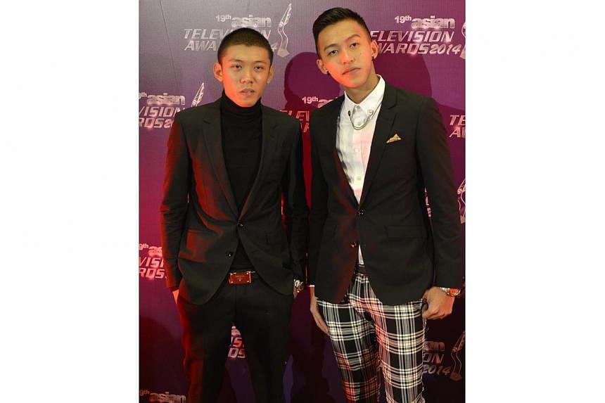 Ah Boys To Men actors Wang Weiliang (left) and Tosh Zhang. -- ST PHOTO: DESMOND FOO&nbsp;