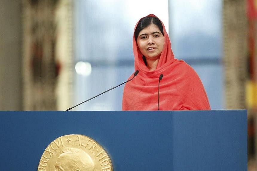 Nobel Peace Prize laureate Malala Yousafzai delivers a speech during the Nobel Peace Prize awards ceremony at the City Hall in Oslo on Dec 10, 2014.&nbsp;The Pakistani Taleban hit out at teenage education activist Malala Yousafzai over her Nobel peac