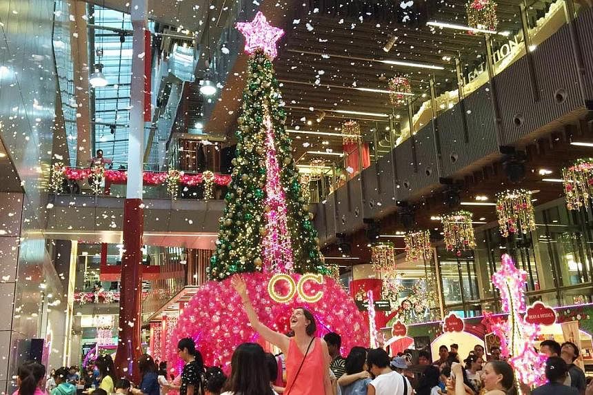 Some 10 gallons of snow foam will fall inside Orchard Central shopping mall this year, to get shoppers in the festive mood. -- PHOTO: ORCHARD CENTRAL