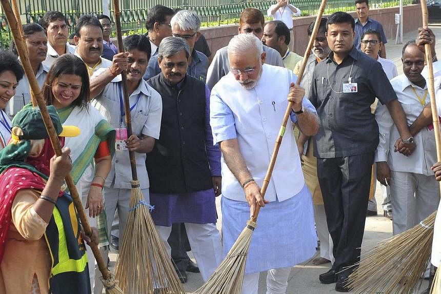 Mr Modi's hands-on, folksy approach, such as cleaning a road as he launched the Clean India Mission, is a potent weapon in the battle for reforms.