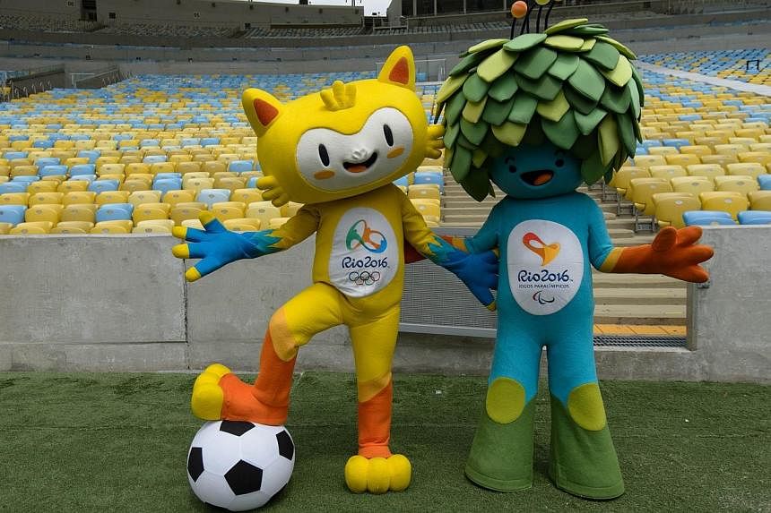&nbsp;The mascots for the Rio 2016 Olympic and Paralympic Games will be named "Tom" (left) and "Vinicius" after the singer-songwriters who wrote The Girl from Ipanema, the organisers said on Sunday. -- PHOTO: AFP