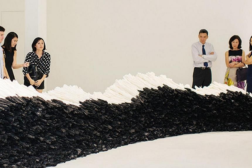Chinese artist Zhu Jinshi's ink-on-xuan-paper Work (above) was among the artworks on display at Pearl Lam Galleries.