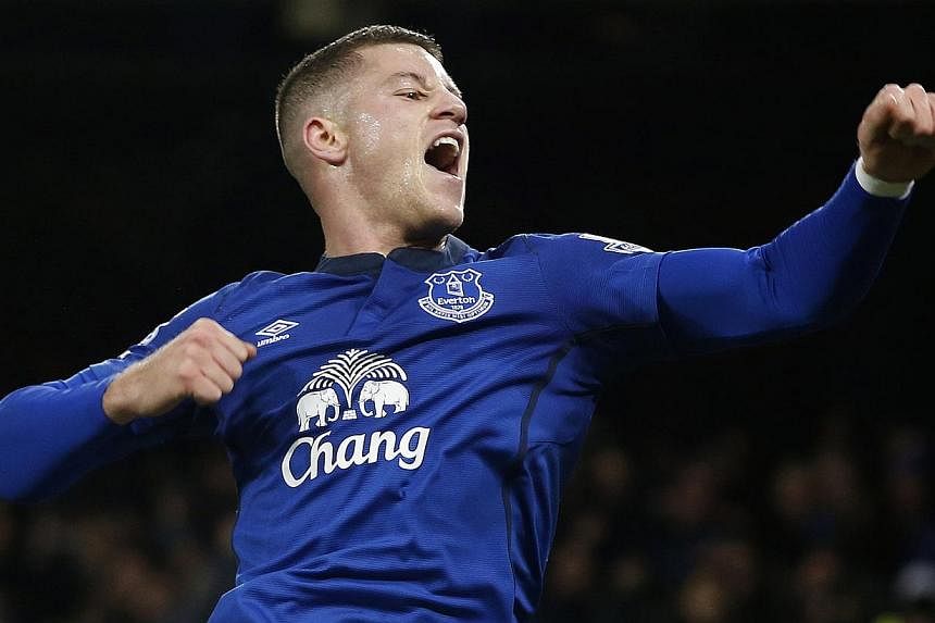 Everton's Ross Barkley celebrates after scoring during their English Premier League soccer match against Queens Park Rangers at Goodison Park in Liverpool, northern England on Dec 15, 2014. -- PHOTO: REUTERS