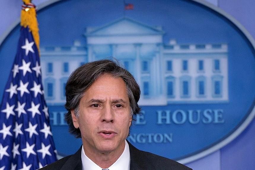 This July 28, 2014 file photo shows Deputy National Security Advisor Tony Blinken speaking at the White House in Washington, DC. The US Senate on Dec 16, 2014 confirmed Mr Blinken as deputy secretary of state. -- PHOTO: AFP