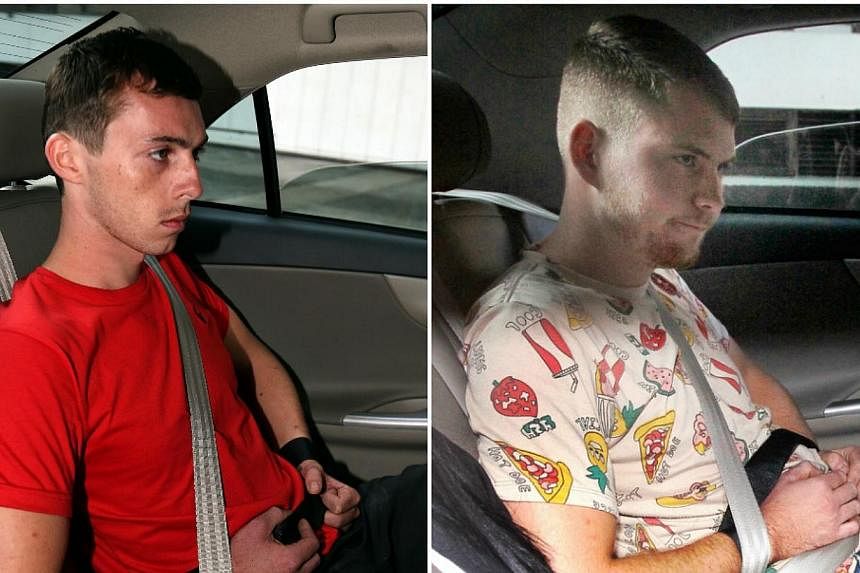 The case of the two German nationals, Andreas Von Knorre (left) and Elton Hinz,&nbsp; charged with breaking into the SMRT Bishan depot three times and vandalising a train last month is scheduled for another pre-trial conference on Jan 14. -- PHOTO: S