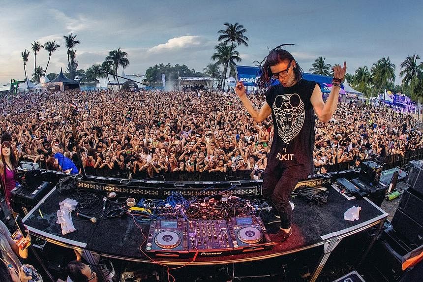 DJ Skrillex, who headlined ZoukOut last Saturday, recently released electronica hip-hop ditty Dirty Vibe, featuring rapping by K-pop megastars. -- PHOTO: ZOUK MANAGEMENT
