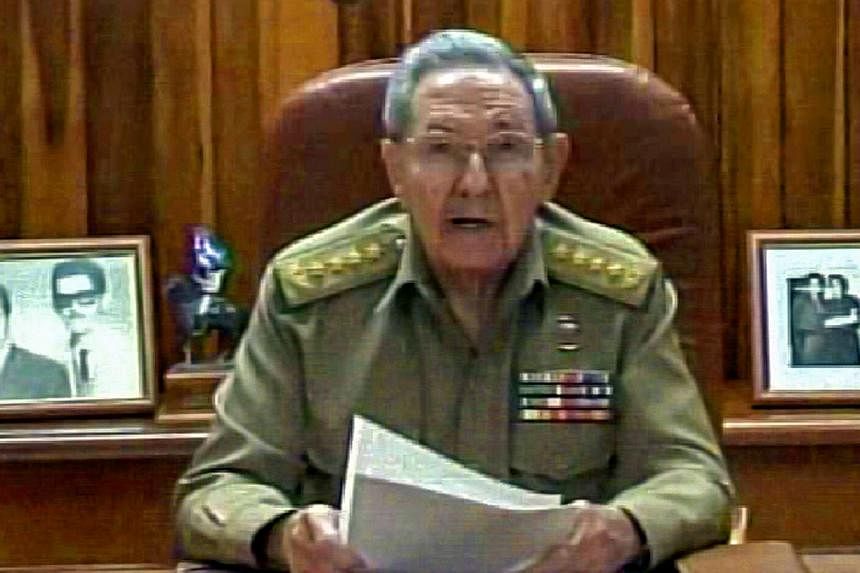 A screenshot from Cuban TV showing President Raul Castro addressing the country on Dec 17, 2014 in Havana. Castro said that Cuba had agreed to reestablish diplomatic ties with Cold War enemy the United States after a prisoner swap paved the way to a 