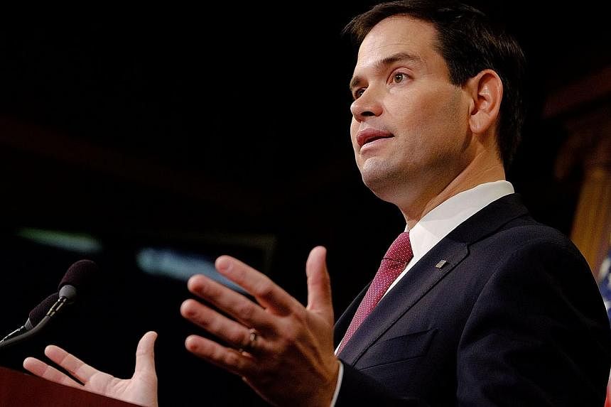 Senator Marco Rubio reacts to US President Barack Obama's announcement about revising policies on US-Cuba relations on Dec 17, 2014 in Washington, DC.&nbsp;Some Republican and Democratic lawmakers expressed outrage Wednesday over Washington's histori