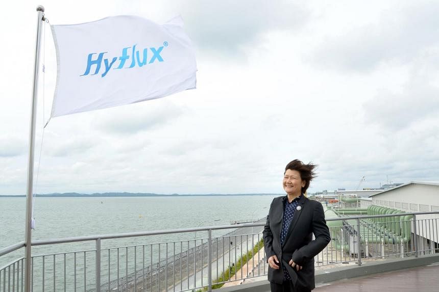Ms Olivia Lum, founder of Hyflux, at the company's Tuaspring Desalination Plant in Tuas in 2013. -- PHOTO: ST FILE&nbsp;