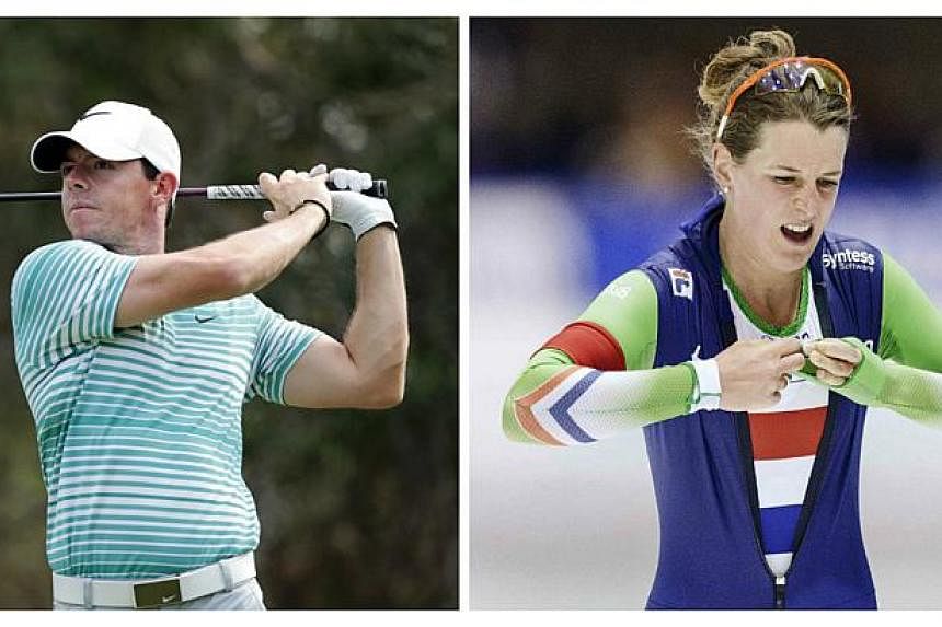 Double major golf winner Rory McIlroy and prolific Olympic Dutch speed skater Irene Wust (both above) have been named Reuters sportsman and sportswoman of the year after a poll of the news agency's sports journalists from around the world. -- PHOTOS: