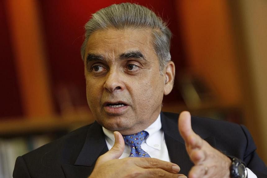 Professor Mahbubani, who heads the Lee Kuan Yew School of Public Policy, has been hailed by British current affairs magazine Prospect as one of this year's top 50 world thinkers.&nbsp;-- PHOTO: ST FILE