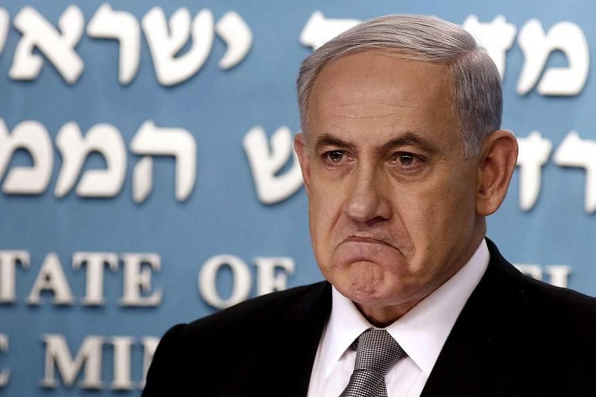 Israel's Prime Minister Benjamin Netanyahu is pictured during a news conference at his office in Jerusalem Dec 2, 2014.&nbsp;Netanyahu said Thursday Israel would never accept the "unilateral" recognition of a Palestinian state, after a draft resoluti